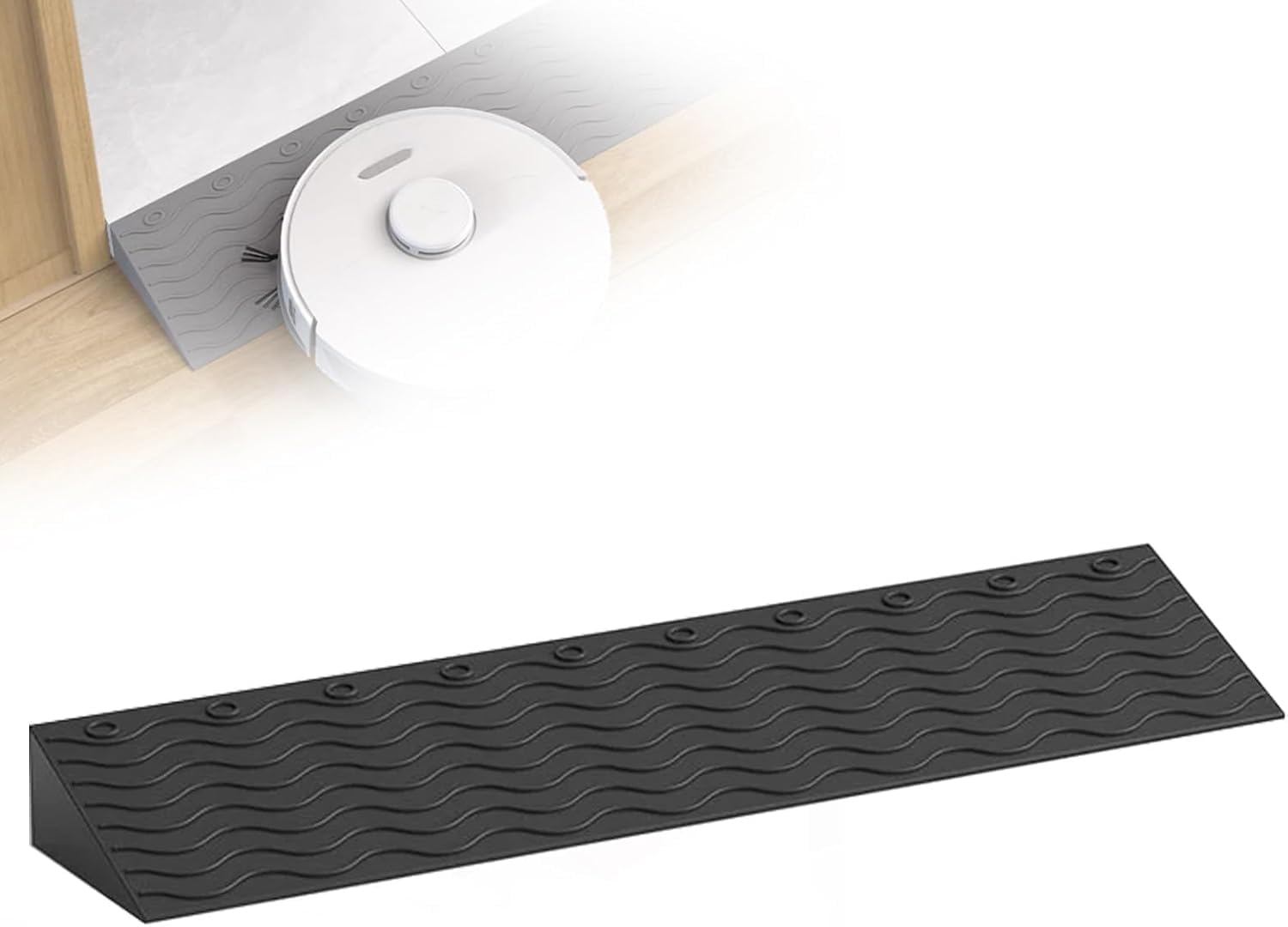 Rampa para silla de ruedas de plástico negro para umbral de casa