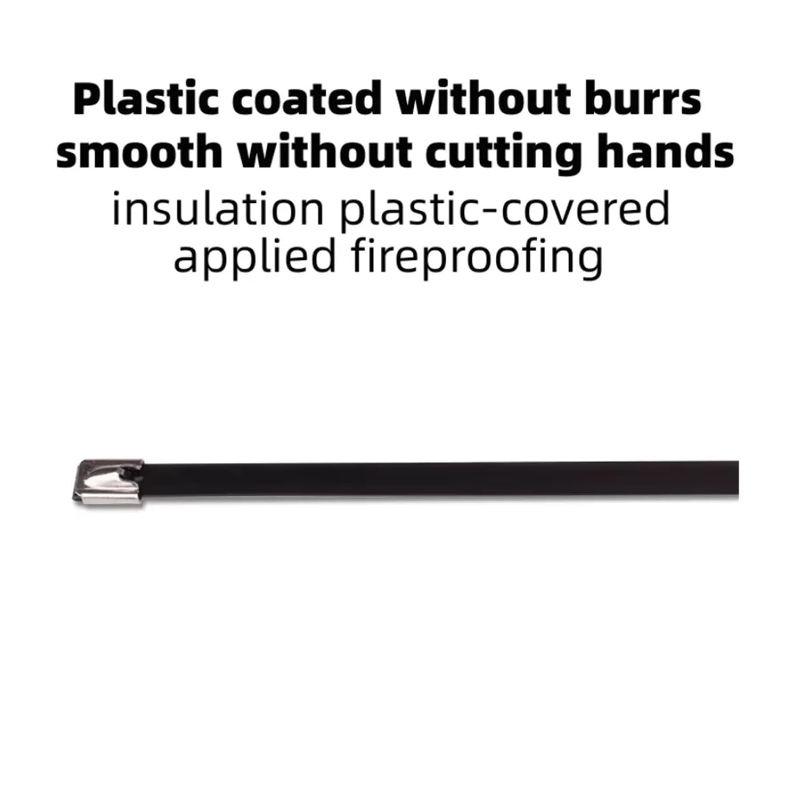 Bridas for cables cubiertas de plástico negro, Metal, acero inoxidable, cierre multifuncional de escape con cremallera de Metal, brida for cables de 8mm, 10-100 Uds.(50pcs,8x550mm)