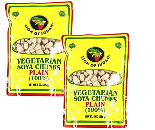 Vegetarian Soya (Soy) Chunks Plain Pack of 2 by Lion of Judah Sealed with ODatzGood (Plain)