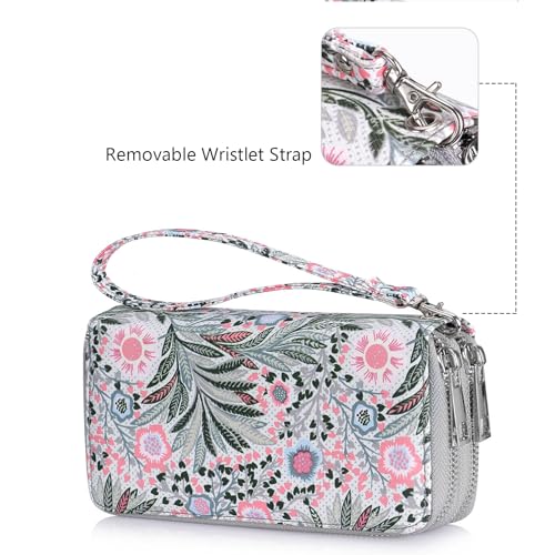 Image of XEYOU Double Zipper Long Clutch Wallet Cellphone Wallet for Women with Removable Wristlet Strap for Credit Card, Cash, Coin, Bill