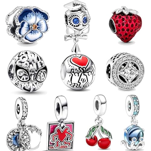 ROPLYNT 10 Pack Silver Spacer Beads Charms fit Bracelet DIY