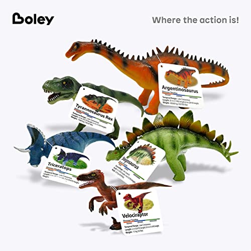 Boley Classic Dinosaur Toy Set With Dino Guide Tags - 5 Pc Large Plastic Realistic Educational Dinosaur Toys For Kids Age 3+ #TOP5