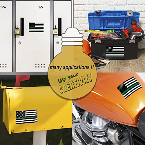 Thin Green Line Flag Stickers - 3 X 5 Inches - Federal Law Enforcement & Military Flag Usa Sticker Decal For Car Truck Window Hard Hat Laptop Mailbox American Flag Stickers Bumper Sticker (4 Pack) #TOP3