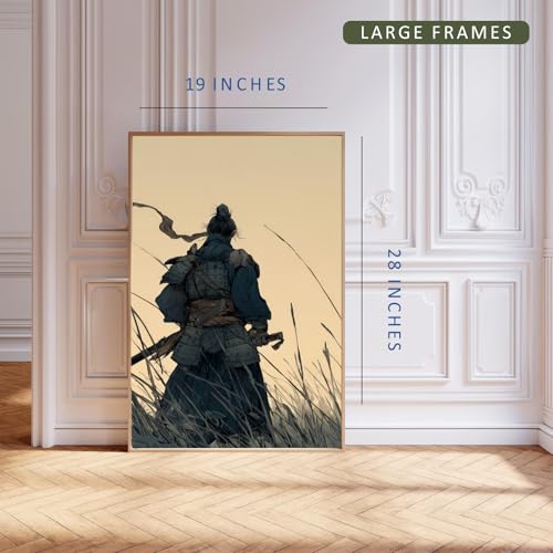 Image of Gamya Framed Japan Samurai Theme Wall Painting Posters For Office, Living Room, Bedroom Wall Decor - Japanese Japandi Samurai Aesthetic Room Decor (Tiger & Samurai (B), 19x29 Inches, Framed)