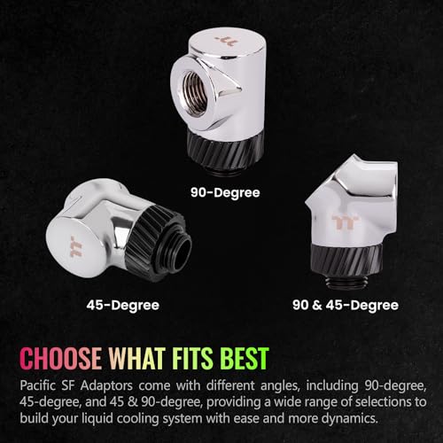 Image of Thermaltake Pacific SF 45 Degree Adapter Silver Black /DIY LCS /Fittings CL-W397-CU00SL-A