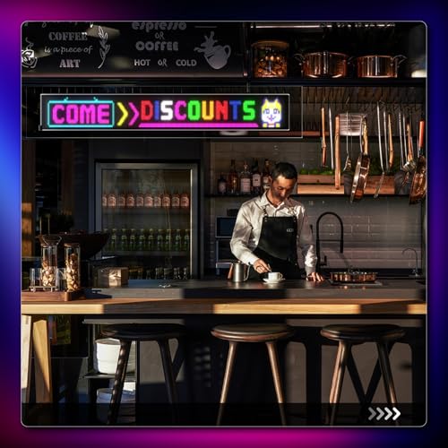Image of Large Programmable LED Sign, P5 Resolution Indoor Store LED Sign, Bluetooth APP, for Business Retail Shop Window Display (37 inchx 8 inch)