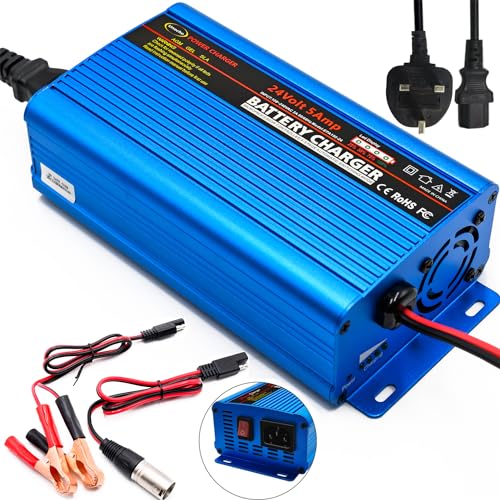 Cargador de batería de 24 voltios Cargador de batería Inteligente Totalmente automático Mantenedor Cargador de batería de 5 amperios Cargador de batería de Coche