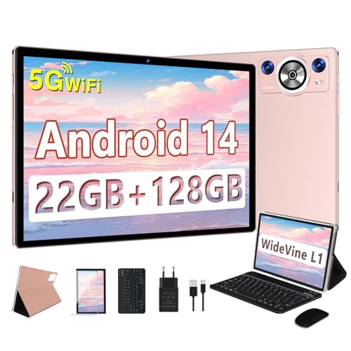 DEERTiME Newest Tablet 10 Pulgadas Android 14, 8-Core 2.0 GHz, 22GB RAM+128GB ROM, Widevine L1, 5G...