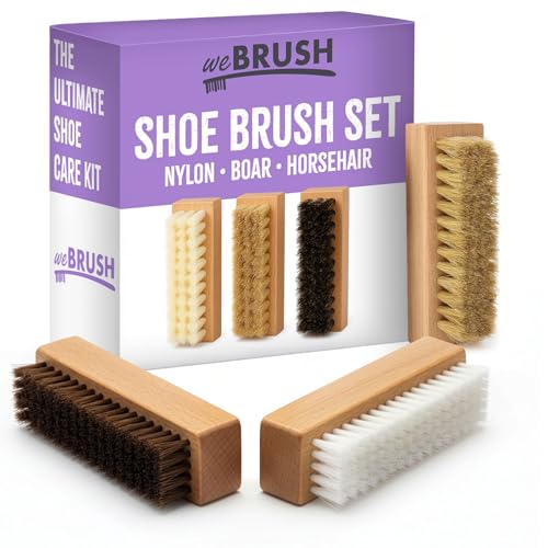 3 Small Shoe Brushes, Shoes Cleaning Brush Kit, Suede Shoe Cleaner, Boot White Sneaker Cleaner with Nylon Boar Horsehair Bristles Suede Brush for Canvas Leather Bags Jackets Scrub & Polish