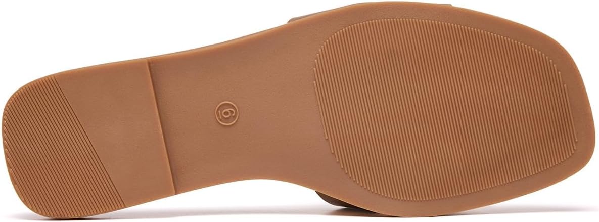 Women's Flat Sandals Dressy Comfortable Slide Sandals Fashion Square Open Toe Slip On Beach Sandals for Summer - Image 5