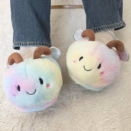 Cute Bee Women's Slippers Funny Novelty Animal Slipper Cozy Bee Fuzzy Slippers Soft Winter Warm House Shoes2