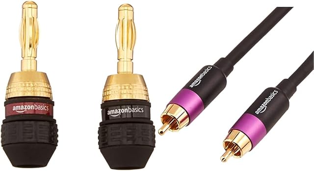 Amazon Basics Banana Plugs, 6 pairs & Subwoofer Cable - 2.44 meters