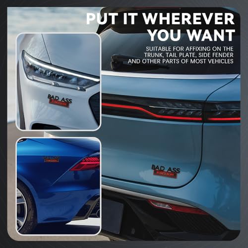 Image of Bad Ass Edition Emblem, 3D Fender Badge Decal Car Sticker with 3M Adhesive, Car Fender Bumper Sticker Body Sticker Fit for Universal Vehicles (Black red)