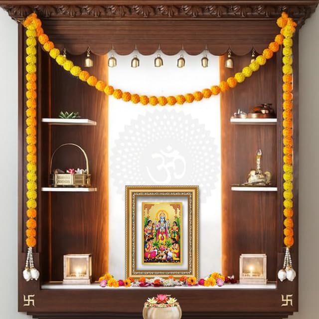 Image of DIVINITI Satyanarayana 24K Gold Plated Foil Wall and Tabletop Photo Frame for Home Decor, Puja Room, Luxury Gifting | DG Frame 112 S2.5 (26x20 CM)