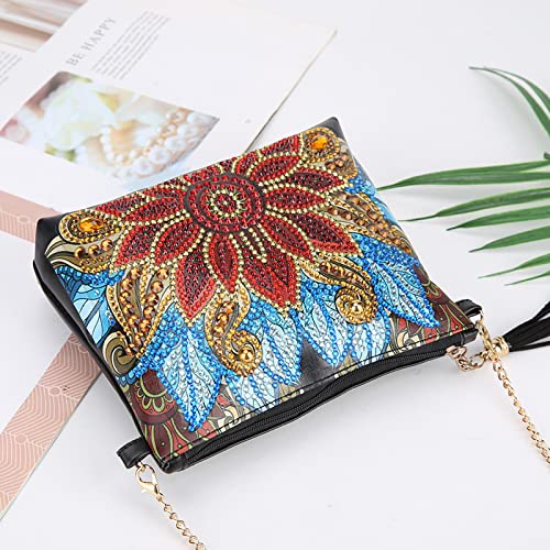 5D Diamond Painting Dames Handtassen Cross-Body Bag, DIY Diamond Art Lederen Schoudertas Clutch Bag Coin Purse met Ketting en Kwastjes voor Vrouwen Meisje - Image 4