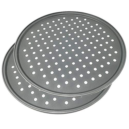 Happyfriends - Blungi Molde Pizza Con Agujeros 32,5X1 Cm En Oferta Space Home - Molde Para Pizza Con Agujeros - Acero Al Carbono - Recubrimiento Antiadherente - Diámetro 32 Cm - Set De 2
