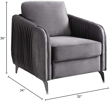 Lilola Home Hathaway Gray Velvet Modern Chic Accent Armchair