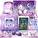 Unicorns Gifts for Girls Kids Toys 3 4 5 6 7 8 9 10 Years Old with LCD Writing Tablet/Glowing Blanket/Unicorn Bracelet/Eye Mask/Crossbody Bag/ 12PCS Purple Teen Girl Birthday Christmas Unicorn Toy