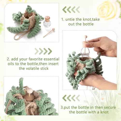 Image of Cute Crochet Plant for Car 12ml Diffuser Bottle,Green,Fern