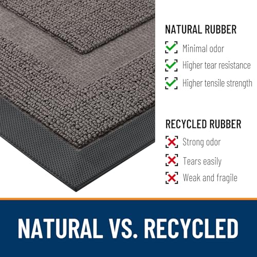 Image of OLANLY Half Circle Door Mat Indoor Outdoor Entrance Welcome, Waterproof All-Season, All-Weather Doormat, Sturdy Natural Rubber, Low Profile, Easy Clean Patio Porch Entryway Mat, 33x21, Taupe