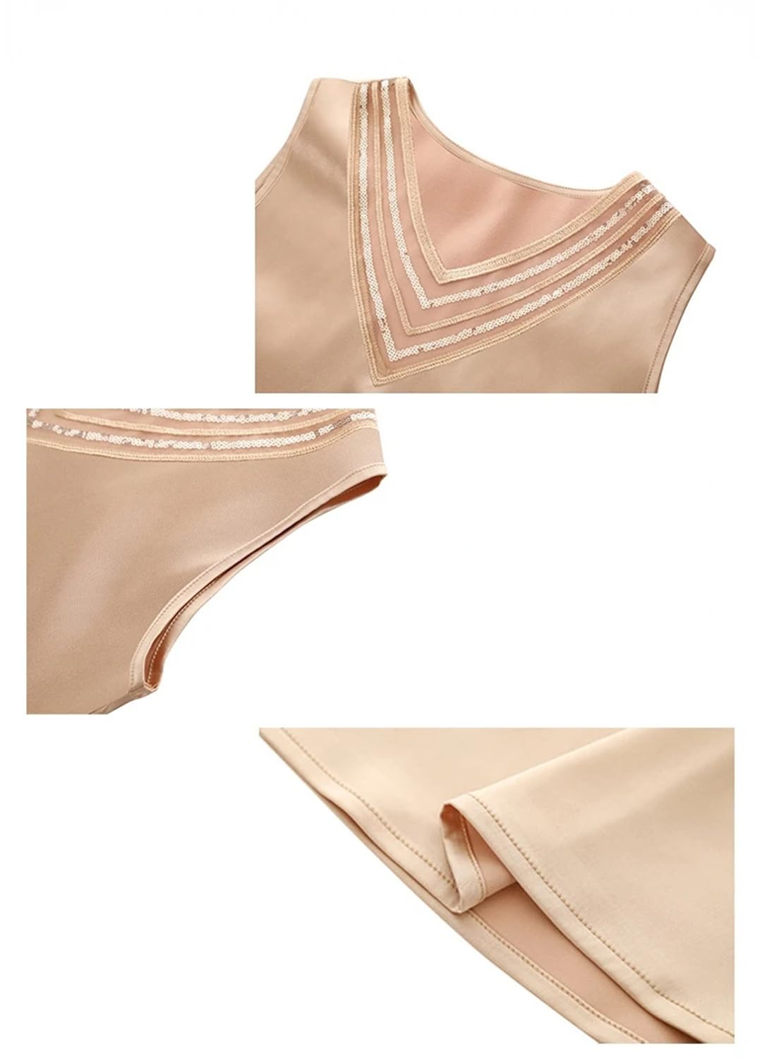 Camicetta estiva da donna senza maniche con scollo a V tinta unita per camicie casual in seta