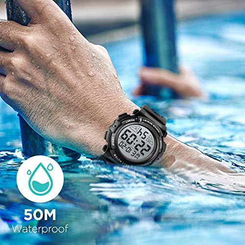 Uhren Herren,5ATM Wasserdicht Armbanduhr mit LED Nachtlicht und Multifunktion,Herren Uhr Stossfestes ABS+PU Gehäuse,Multifunktionsuhr für Herren zum täglichen Gebrauch – Bild 8