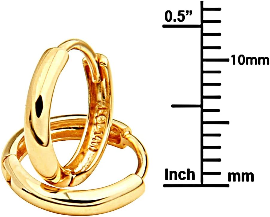 14k REAL Yellow OR White Gold 1.5mm Thickness Huggie Earrings (8 x 8 mm) - Image 2