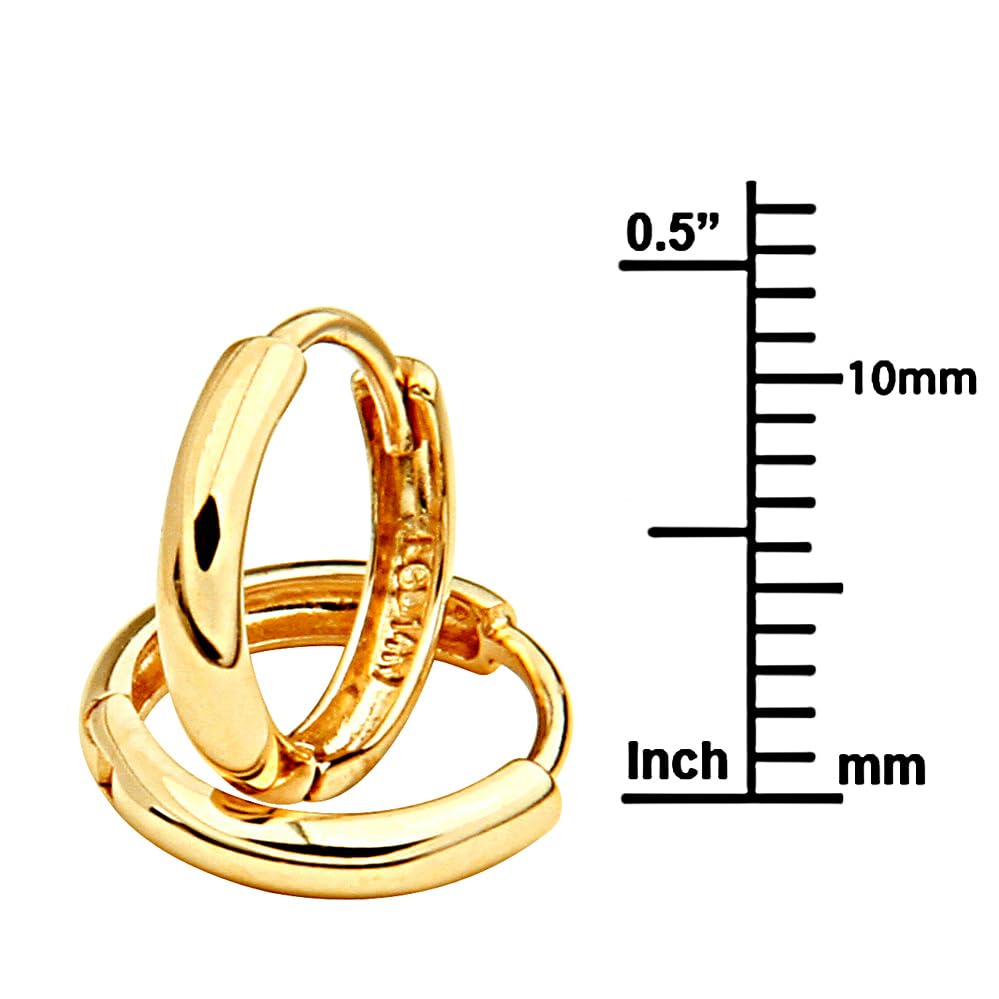 14k REAL Yellow OR White Gold 1.5mm Thickness Huggie Earrings (8 x 8 mm)2