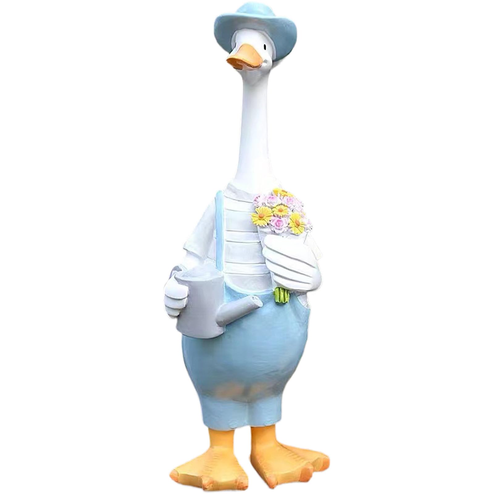 Mr. Duck Weatherproof Resin Duck Statue - 12.6in Cute Cartoon DIY Garden Decor