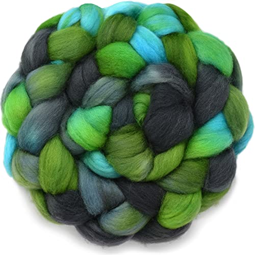 Image of Double DIP - Colorful Artisan Wool Roving for Spinning and Felting. Skillfully Hand Dyed in USA. Colors Inspired by the Beauty of Natural Landscapes, Falkland Wool Olympic Forest