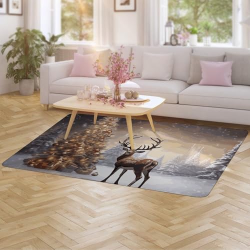 Tapis de sol velours corail de Noël lavable et antidérapant unique - 6