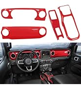 LAIKOU ABS Center Console Panel Dashboard Cover fit for Jeep Wrangler JL JLU 2018-2022 & Gladiato...