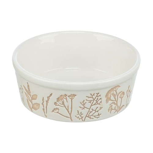 Trixie Comedero de cerámica, 0,7 l/ø 16 cm, Blanco/Taupe, para Perros