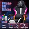 GTPLAYER RGB Gaming Chair with Footrest, LED Lights, Ergonomic Computer Chair with Linkage Armrest, Breathable Fabric for Home Office Desk - Video Game Chairs for Adults