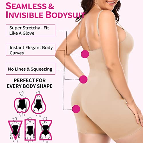 Slimbelle Shapewear For Women Tummy Control Seamless Bodysuit With Adjustable Straps Full Body Shaper Plus Size Nude Xl #TOP4
