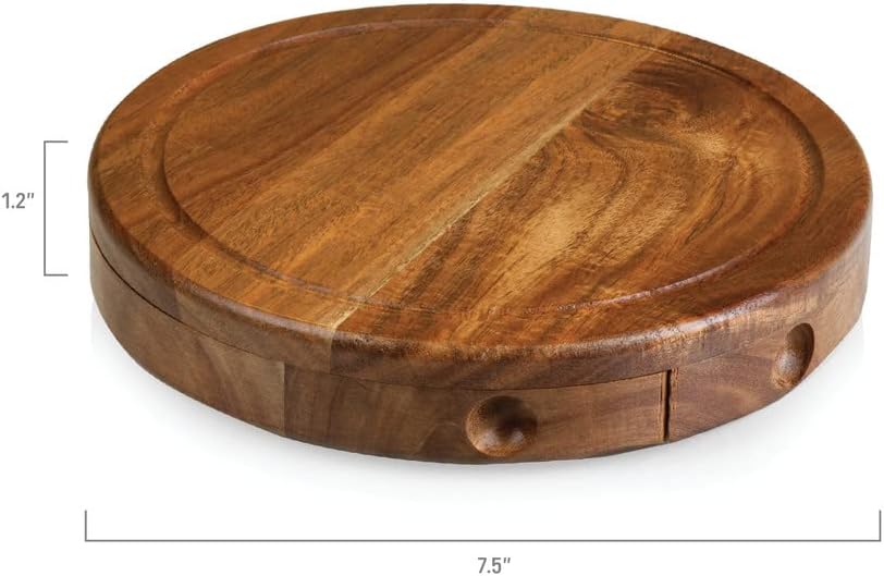 PICNIC TIME Disney Pixar Wall-E Acacia Brie Cheese Board & Knife Set, Charcuterie Board with Swivel Tool Drawer, Durable Wood Cutting Board, Perfect Disney Gift for Entertaining, (Acacia Wood)