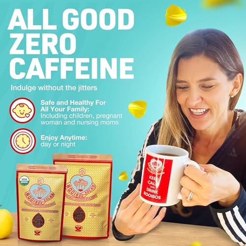 Naturally Sweet Organic Rooibos Tea - 16 oz Premium Loose Leaf - Caffeine Free & Sugar Free - Rich in Antioxidants