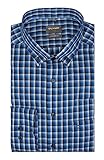 OLYMP Herren Businesshemd Comfort Fit Luxor Blau mit Karomuster | Langarm - 100% Baumwolle - Button-Down Kragen Gr. 46