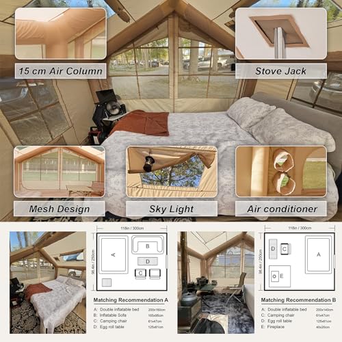 Carpa Inflable para Camping 6-8 Personas Beige miniatura 3