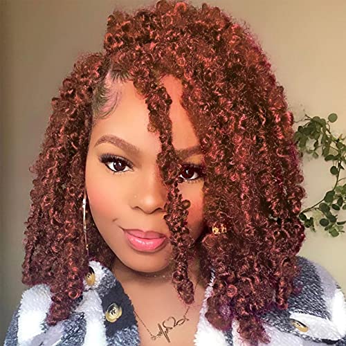 Leeven 6 Packs Copper Red Bob Distressed Butterfly Locs Crochet Hair Pre-Looped Messy Butterfly Twist Locs Hair 12 Inch Short Butterfly Knotless Braids Locs Hair For Women 350# #TOP21