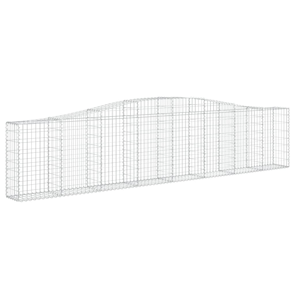 vidaXL Arched Gabion Baskets - Set of 4, Galvanised Iron Construction, Ideal Garden Barriers, Weather-Resistant, Decorative and Sound-Insulating, Easy to Assemble - Silver