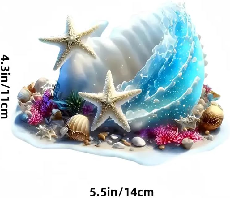 Beautiful Shell Starfish PVC Vinyl Car Decals Stickers Waterproof Self-Adhesive Decals for Cars, Laptops, Trucks, Motorcycles Wall Window Luggage Scratch Cover Door Decor Sticker - Image 2