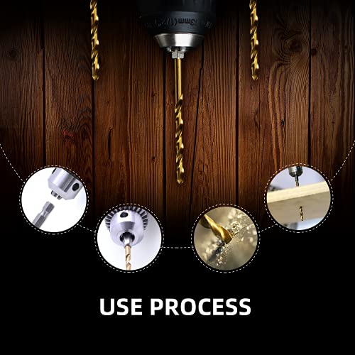 Augtouf 1/4" Hex Shank Drill Bits (10Pcs), Premium 4341 Hss Titanium Impact Hex Drill Bits For Wood, Steel, Metal, Plastic, Quick Change Design #TOP6