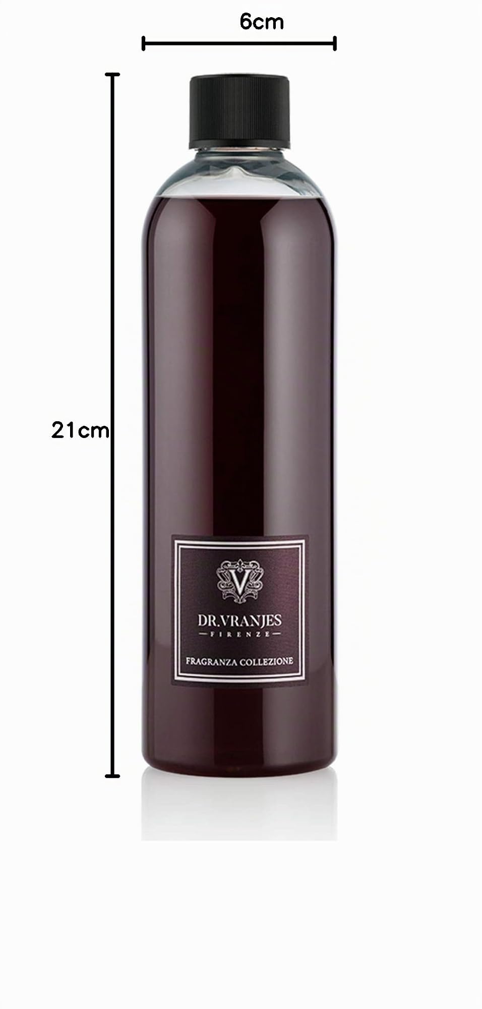 Dr. Vranjes - Recarga de Rosso Nobile 500 ml con Varillas Negras – Recarga difusor, Fragancia de habitación de lujo, Made in Italy, Aroma principal: Afrutada