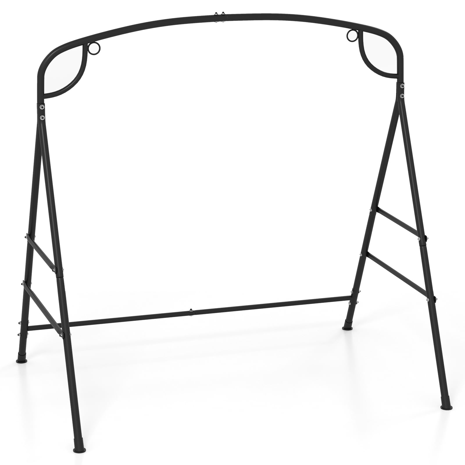 RELAX4LIFE Supporto Altalena/Panca Sospesa in Metallo con 2 Anelli di Sospensione, Portata di 300 kg, Forma a A per Interno ed Esterno,180 x 133 x 182 cm