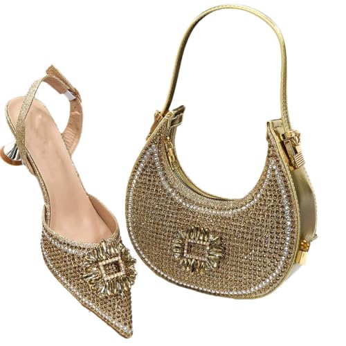 Chaussures et sac de fête à talon moyen confortable et bout pointu élégant Wjnvfioo