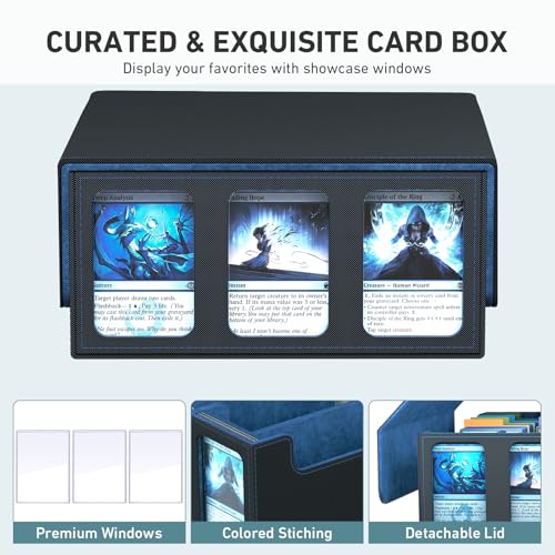 Image of 3-Row Trading Card Storage Box, Bulk Cards Case for 2400+ Mtg tcg Magic Playing Game Card Organizer, Commander Deck Box with 3 Supports & 24 Dividers