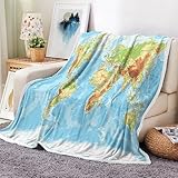 JAWO World Map Throw Blanket, Countries and Major Cities Blankets for Teens Kids Boys Girls, Map of The World Throw Blanket for Couch Sofa Bed Travel Camping, 50X60in, Multi