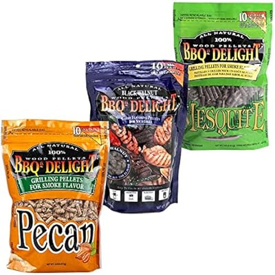 BBQr's Delight 3 Pack Pecan Black Walnut Mesquite Wood Pellets 3 x 1lb Bags