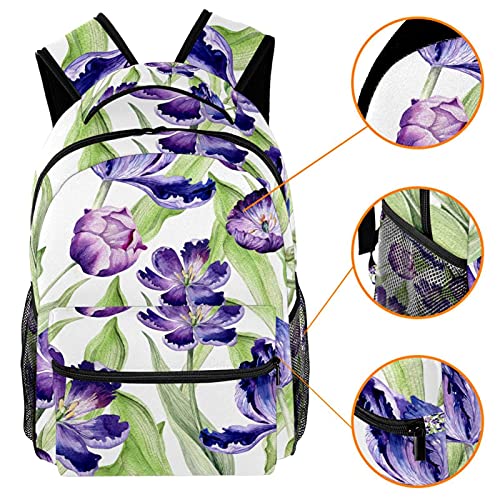 Sac à dos d'écolier ordinateur 14" avec poche rembourrée fleurs